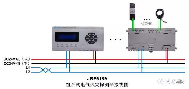 JBF6189<a href=http://www.sqsdw.com/dianqihuozai/ target=_blank class=infotextkey>電氣火災(zāi)監(jiān)控</a>系統(tǒng)產(chǎn)品接線圖